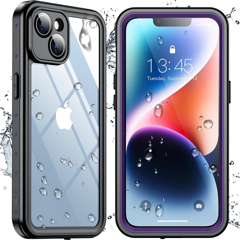SPIDERCASE for iPhone 14 Case Waterproof,Purple/Clear