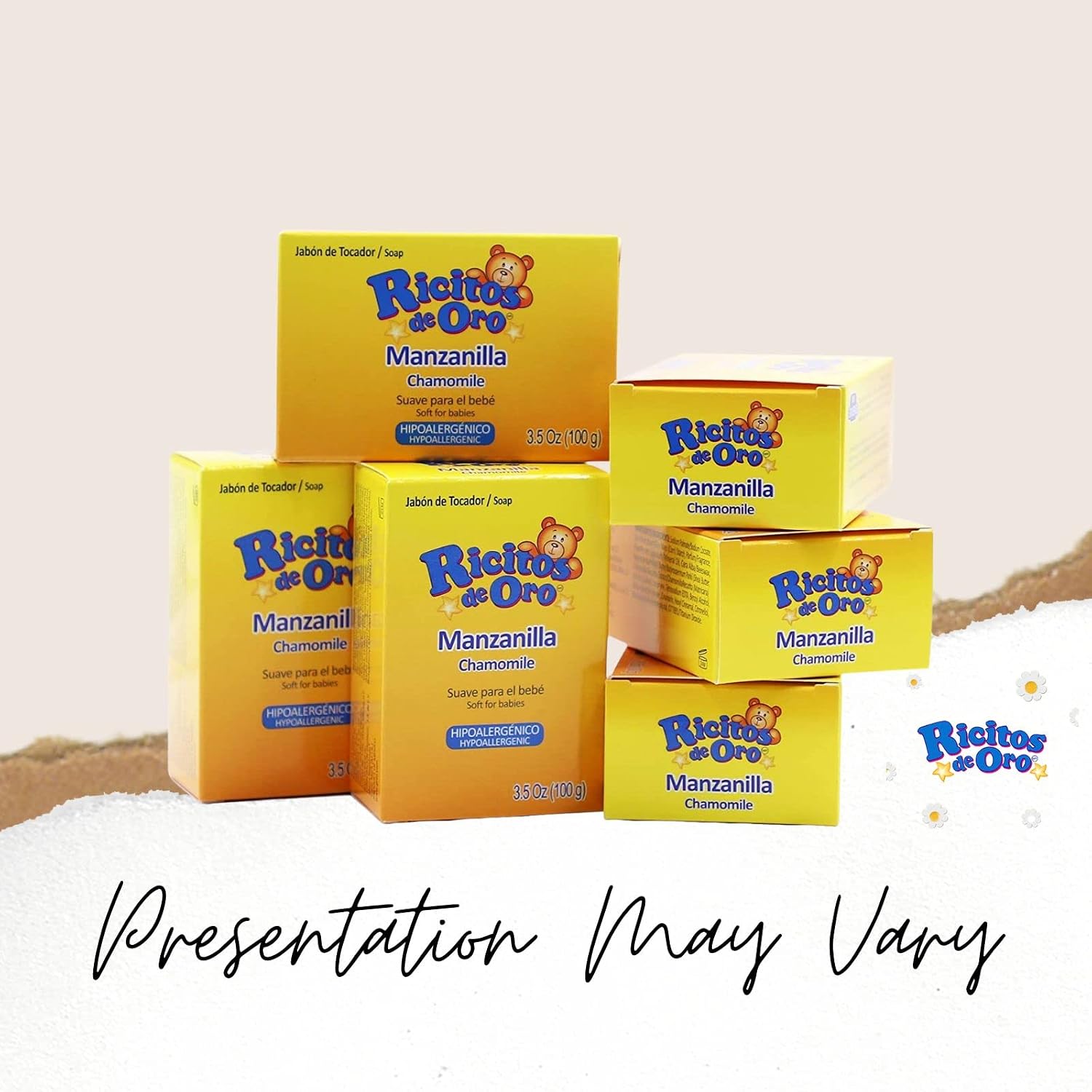 Ricitos de Oro Baby Cleansing Bar Soap with Extract Calming Effect, Chamomile, 6-Pack of 3.5 Oz Each Soap, 6 Soaps