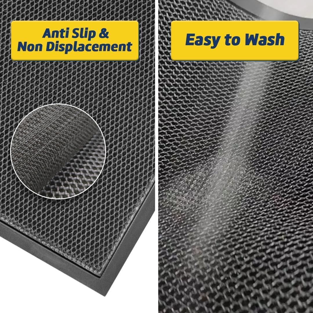 Muddy Mat® Meshy Mat™ Door Mat Heavy-Duty Quick-Dry Floor Mat, Sand & Dirt Trapper for Indoor & Outdoor, Ideal for Entrance, Mudrooms,Patios & Garages,Low-Profile,Non-Slip,Washable– Black 16"x24"x0.4"