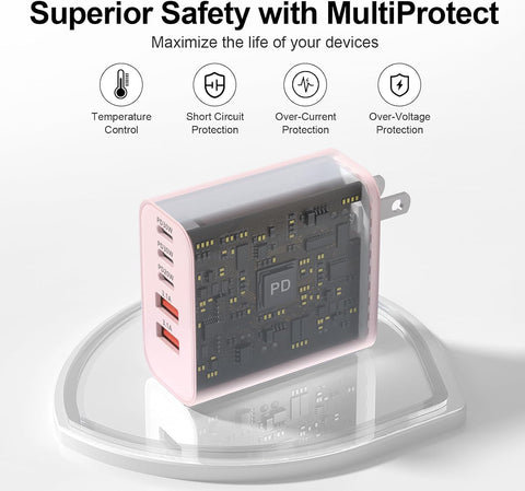 USB C Charger Block, 60W 5-Port Type C Charger Fast Charging Blocks