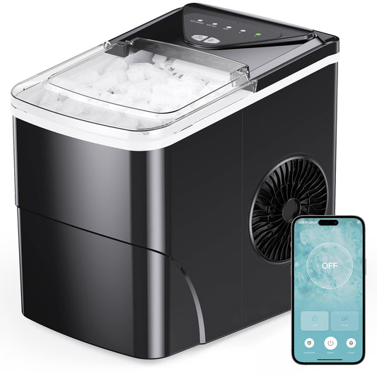 Silonn Smart Countertop Ice Maker - Compact Ice Maker with App Control, 9 Cubes in 6 Mins, 26 lbs per Day, 2 Ice Cube Sizes, Portable Ice Maker with Self-Cleaning for Kitchen/Office