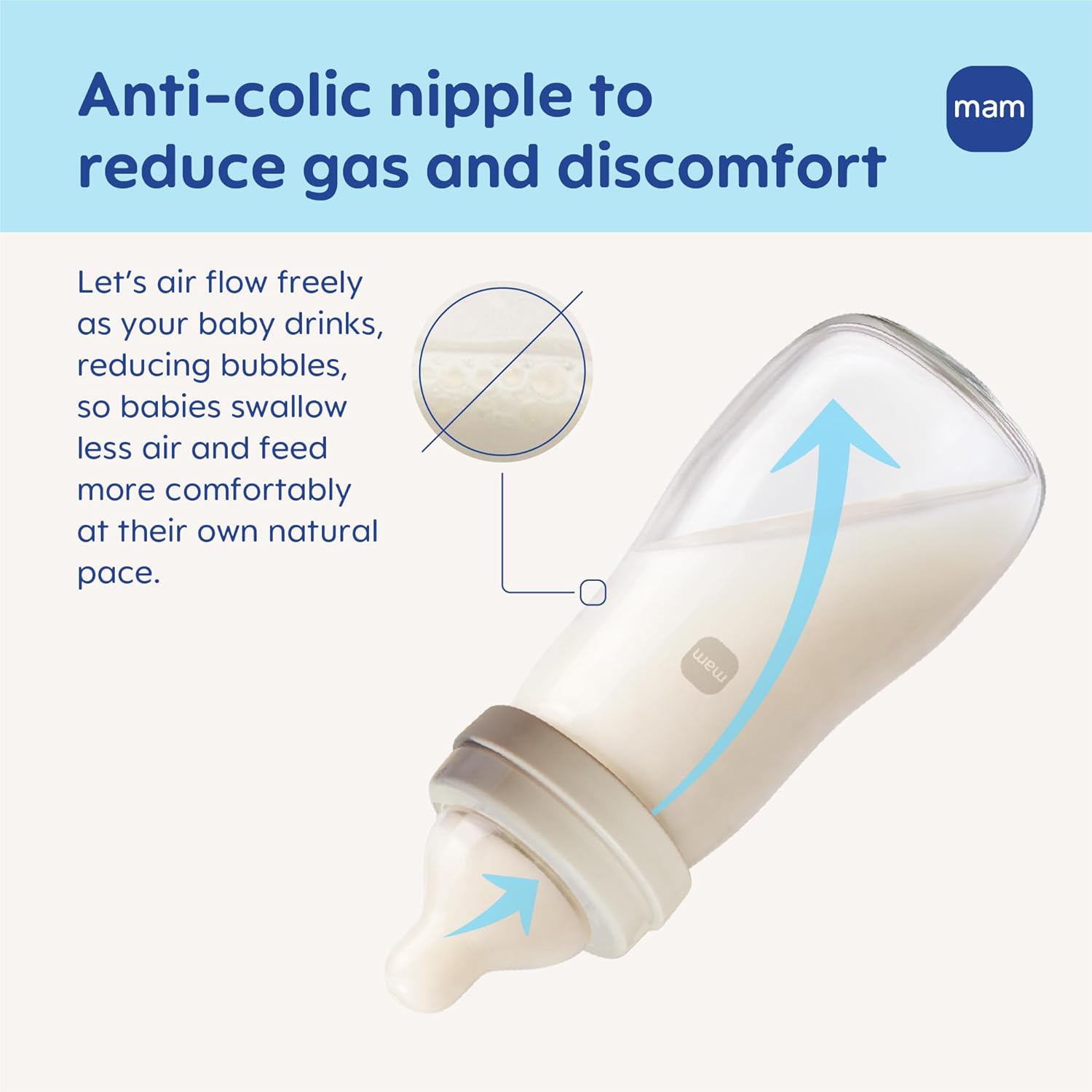 MAM 9oz Pure Glass Feel Good Anti-Colic 2+ Months Baby Bottle, 3 Pack, Boy