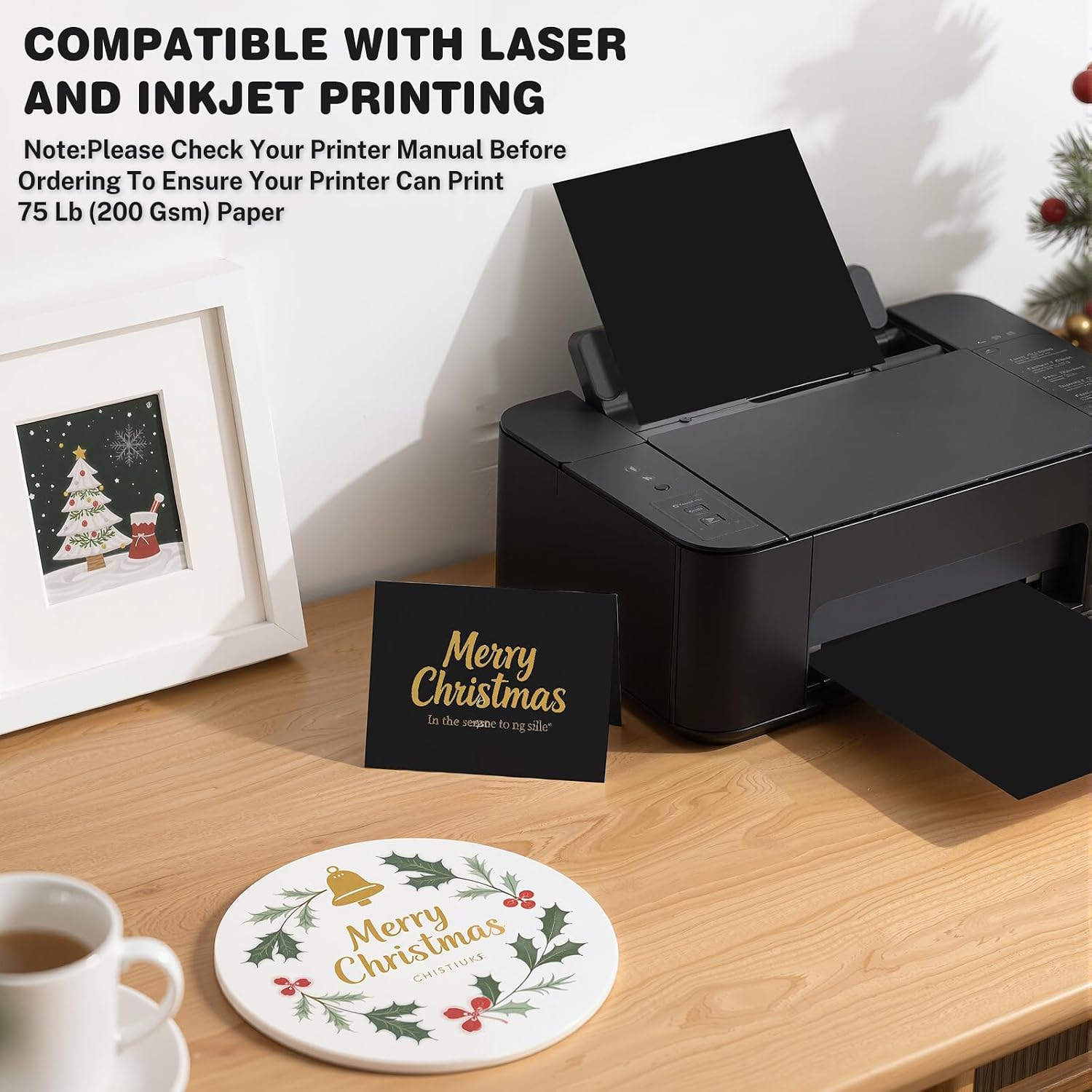 Cardstock 8.5 X 11, 40 Sheets Black Card Stock 75lb/ 200gsm Copy Paper