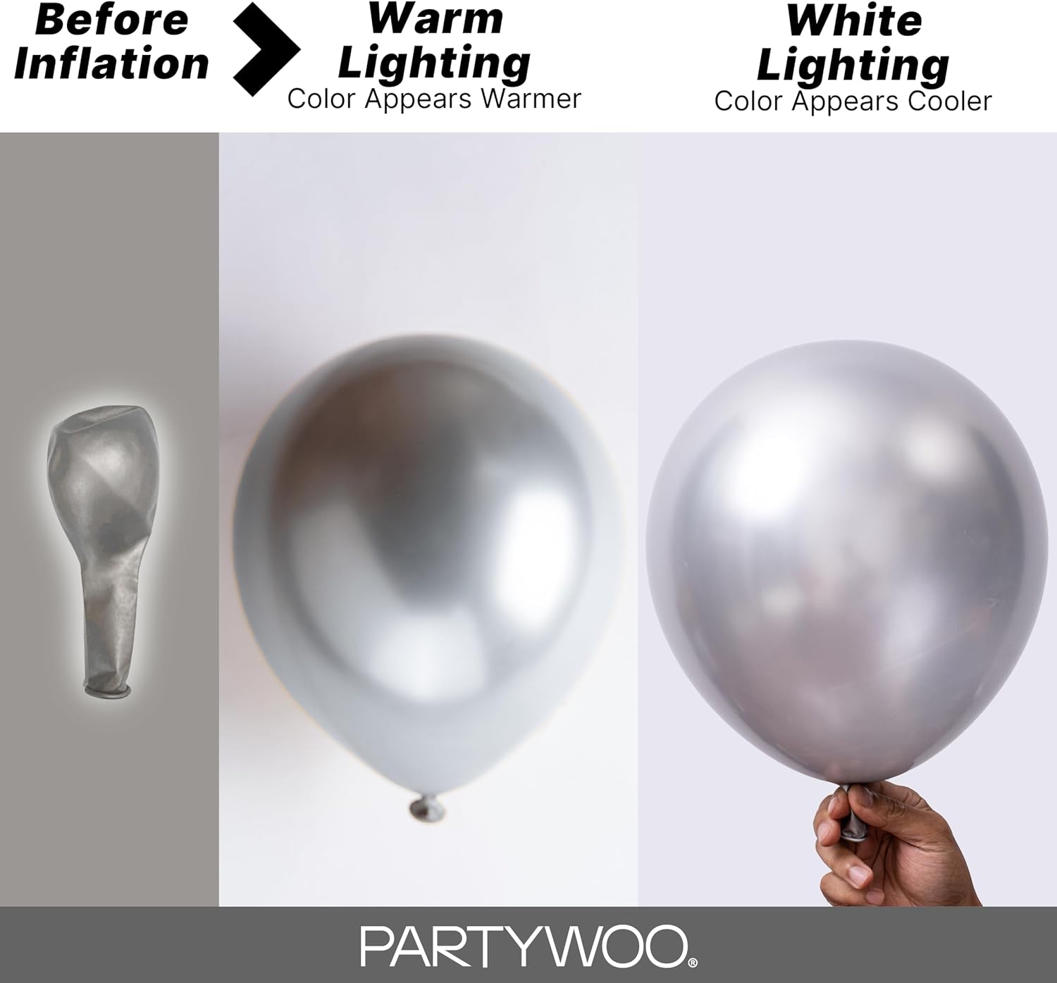 PartyWoo Metallic Silver Balloons, 127 pcs Silver Balloons Different Sizes Pack of 36 18 12 10 5 Inch Silver Balloons Arch Kit Balloon Garlandfor Birthday, Graduation, Party Decorations, Silver-G102