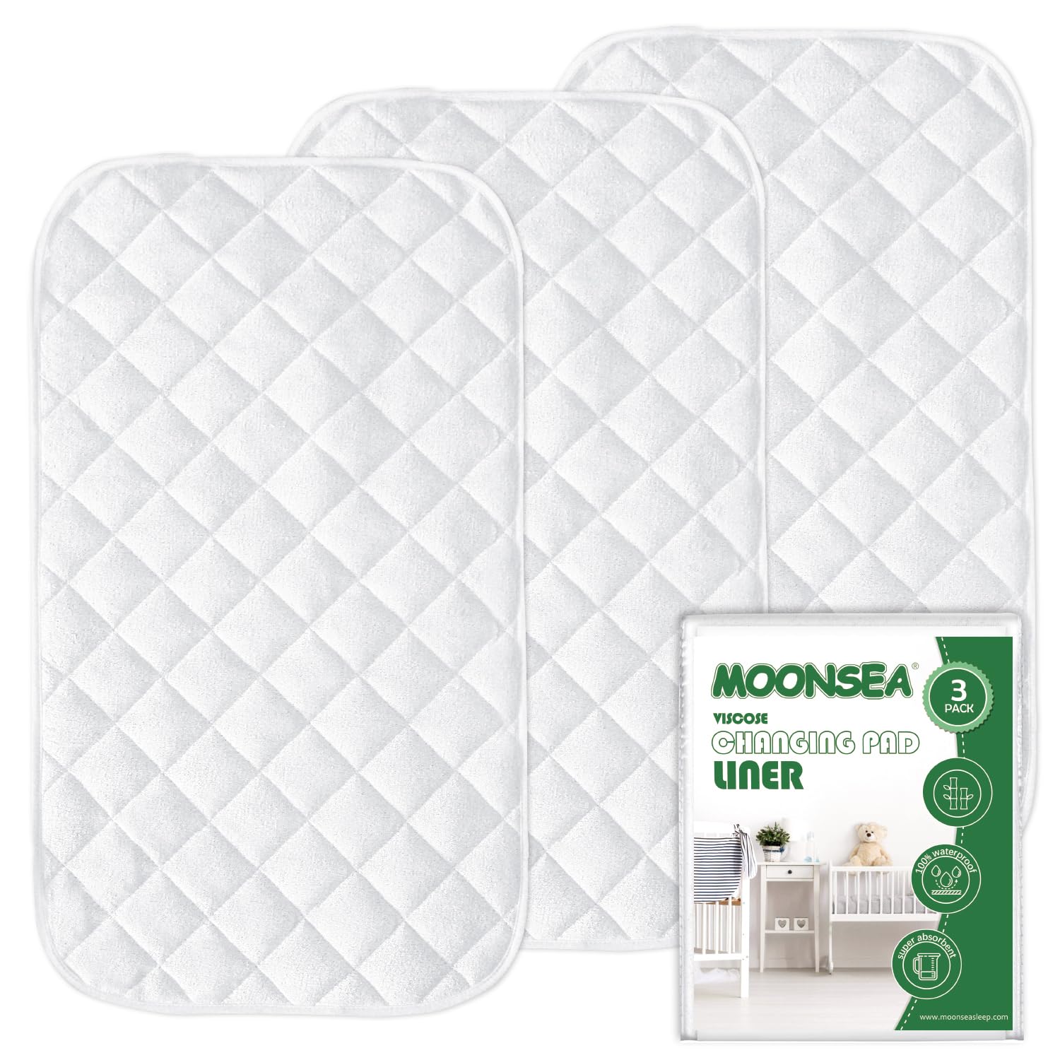 Diaper Changing Pad Liners White, 13"x 26" Inch, 3 Pack