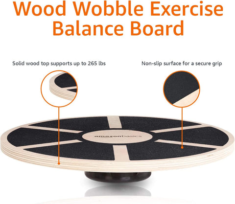 Amazon Basics Wood Wobble Balance Trainer Board, Slip Resistant, for Exercise and Core Strength