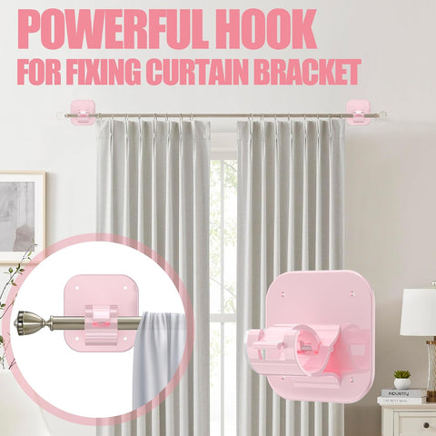 No Drill Curtain Rod Brackets-20LB, 6 Pack Self Adhesive Curtain Rod Holder
