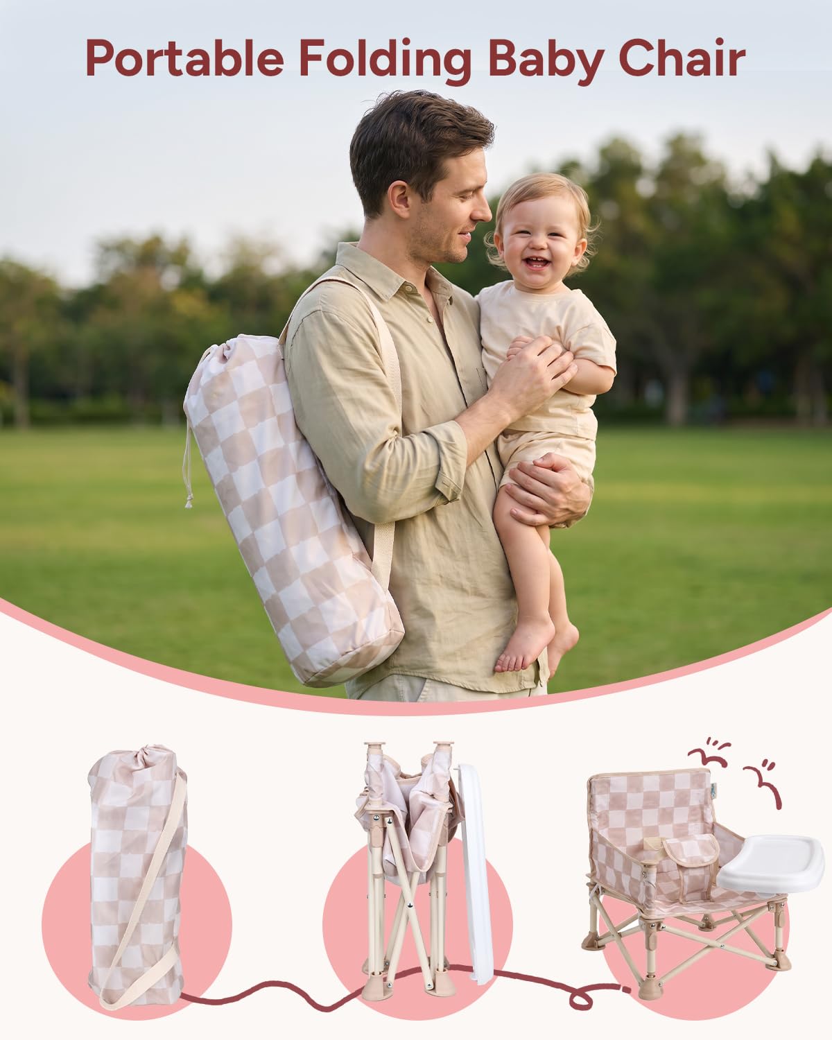 Tiny Marvels Baby Chair, Portable High Chair for Travel & Beach, Ages 6M-3Y