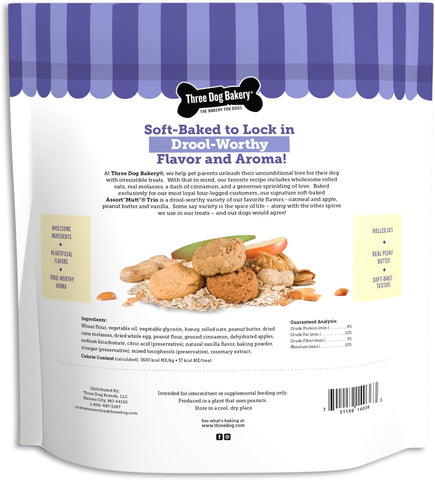 Three Dog Bakery AssortMutt Trio Dog Treats - 48 oz Variety Pack