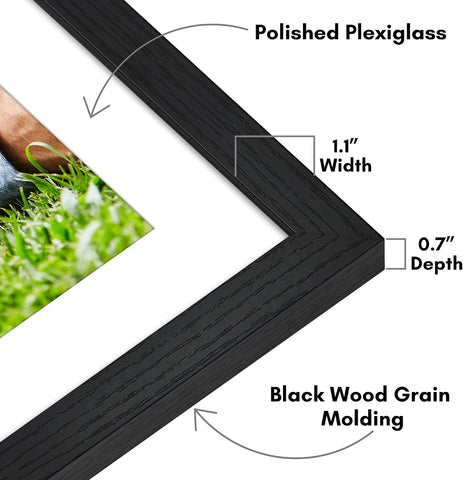 Americanflat 22x28 Poster Frame - Matted to 18x24 - Engineered Wood - Black