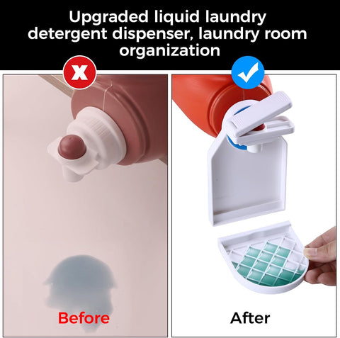Laundry Detergent Dispenser Cup Holder,Nozzle Upgraded Labor Saving Switch Easily No More runny or Messy Laundry Detergent, Laundry Cup Holder and drip Tray Room Organization and Storage