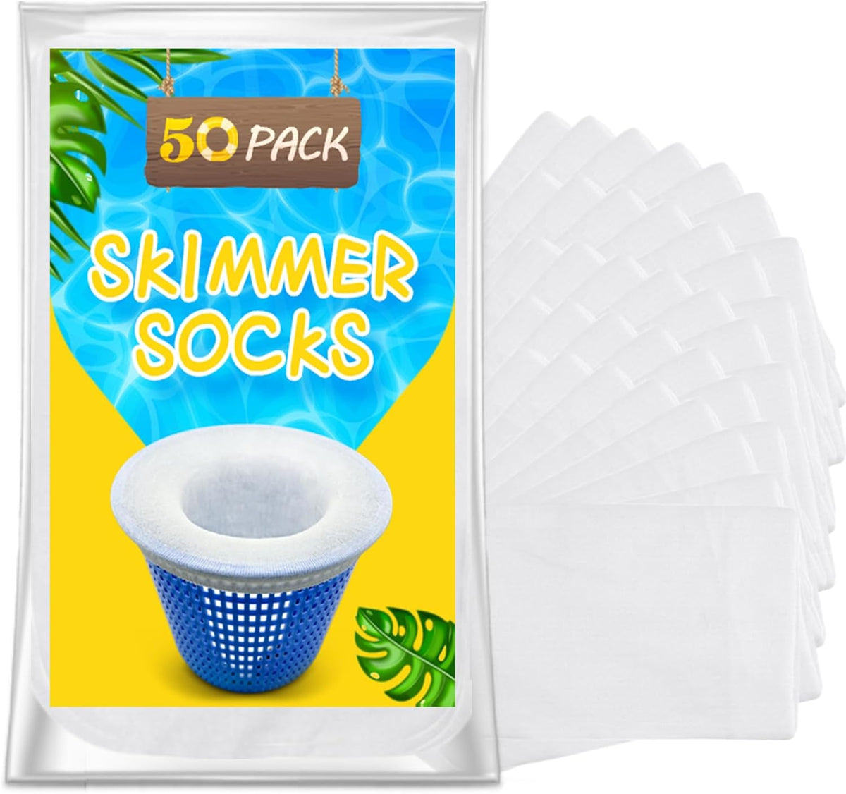 50 Pack Pool Filter Skimmer Socks - Pool Socks for Skimmer Basket