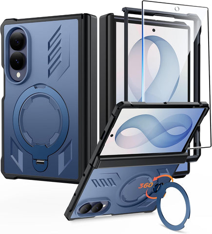 FNTCASE for Samsung Galaxy Z Fold 8 Case with 360 Spin Magnetic Kickstand