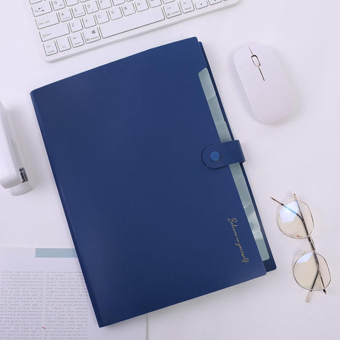 SKYDUE Expanding File Folder, Accordion File Organizer with 8 Pocket, Expandable Document Paper Receipt Holder for School Office Hospital, Letter/A4 Size Blue
