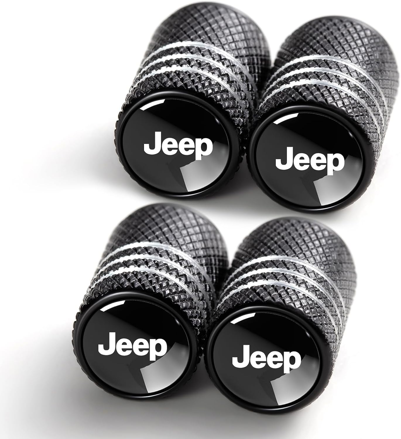 YUIQIEUY Tire Valve Stem Cap Cover for Jeep Belt O-Ring Seal Corrosion Resistant,Tire Valve Stem Air Cap 4 Pack Black