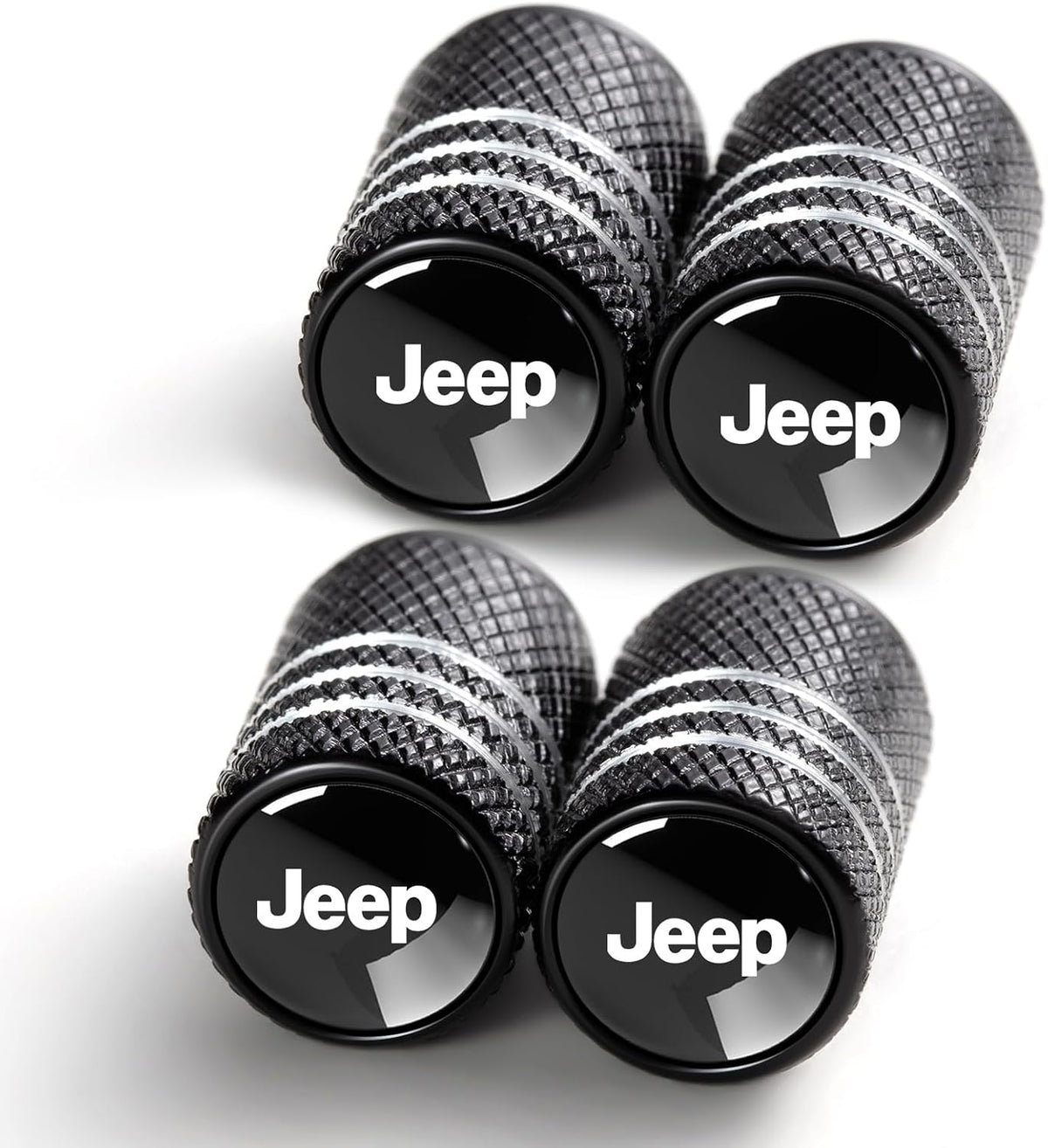 YUIQIEUY Tire Valve Stem Cap Cover for Jeep Belt O-Ring Seal Corrosion Resistant,Tire Valve Stem Air Cap 4 Pack Black