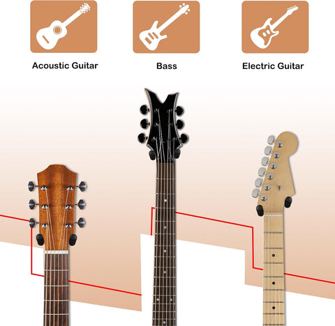 DOMMI Guitar Wall Mount 4 Pack, Guitar Hanger with Rotatable Soft Guitar Holder for All Size Guitars, Hardwood U-Shaped Guitar Wall Hanger for Acoustic, Electric Guitar, Bass, Blackwood