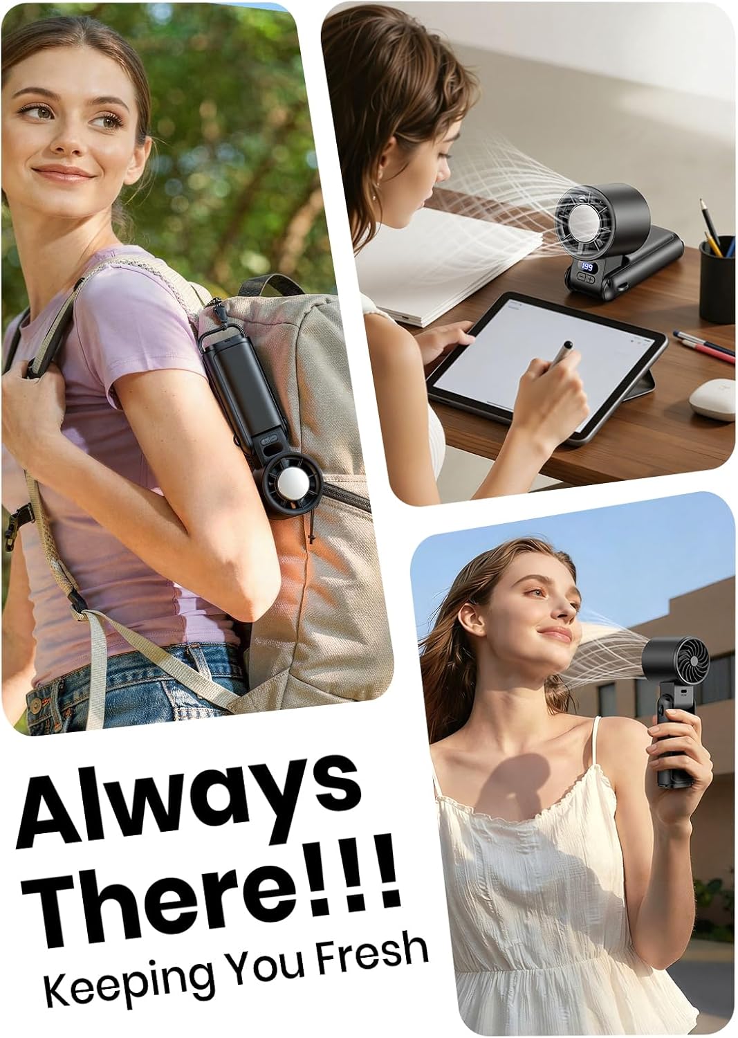 Portable Handheld Turbo Fan, 1-199 Speed Adjustable, Black