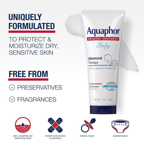 Aquaphor Baby Healing Ointment for Diaper Rash and More, 7 OZ