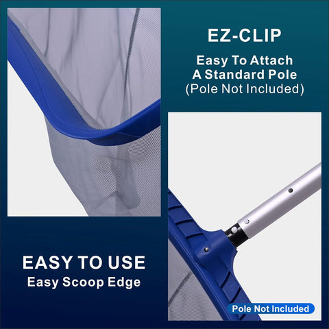 POOLAZA Pool Skimmer Net, Deep Net with Reinforced Frame & Easy Scoop Edge