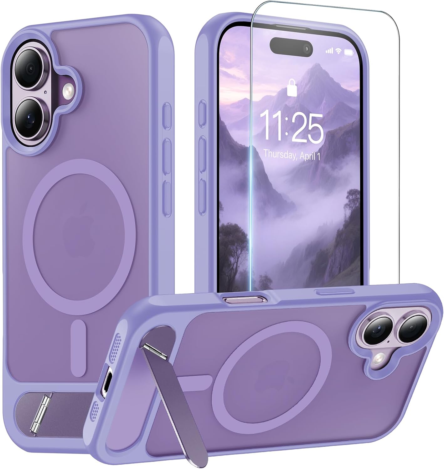 Magnetic for iPhone 16 Case with Stand Light Purple