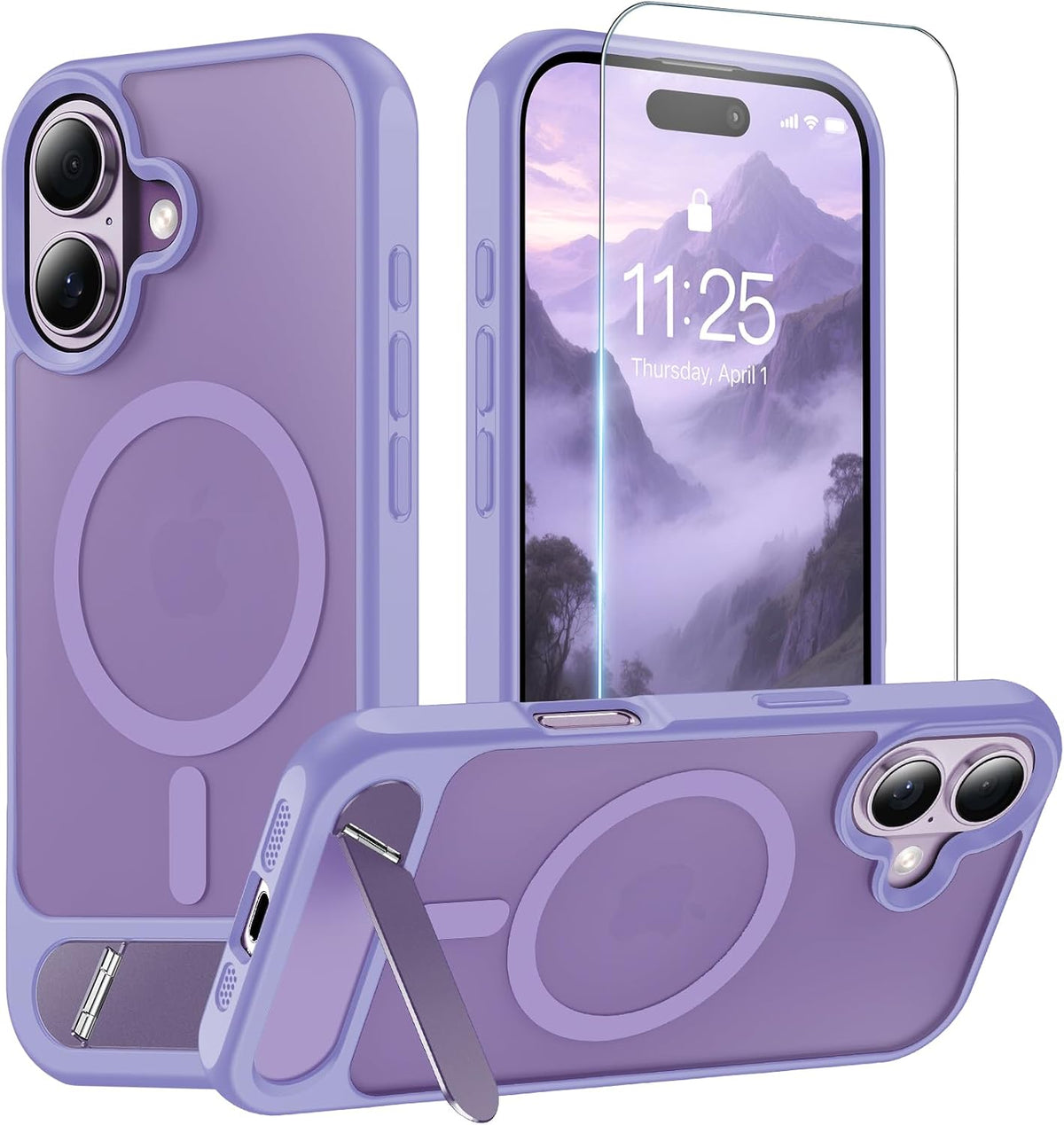 Magnetic for iPhone 16 Case with Stand Light Purple