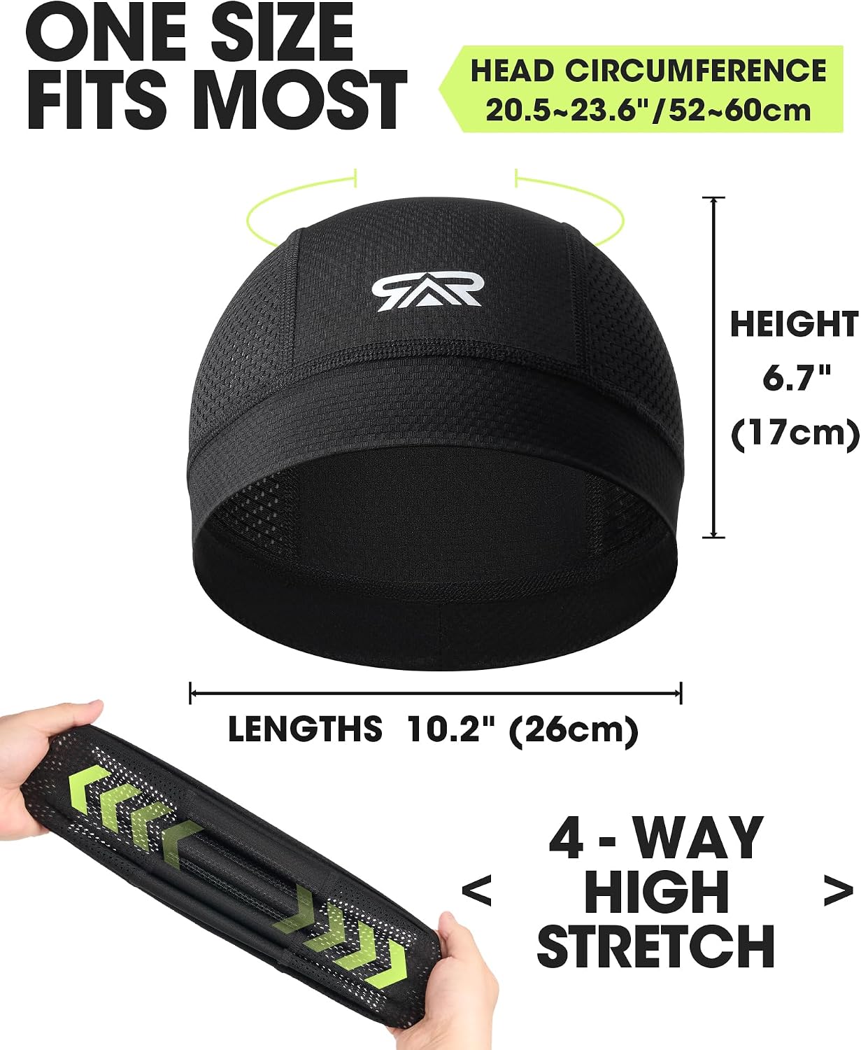 3-Pack Breathable Mesh Skull Cap Sweat Control Helmet Liner
