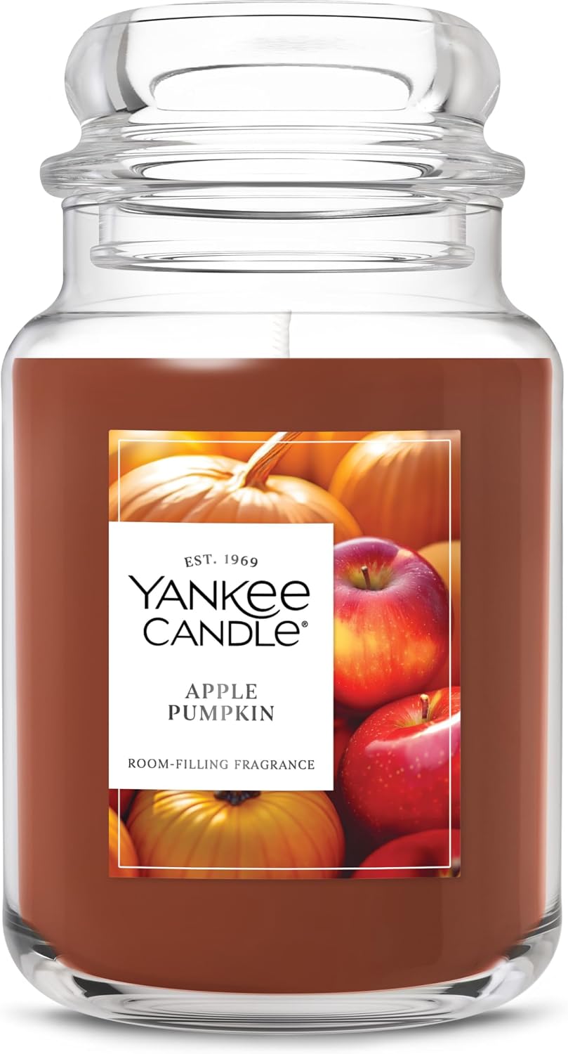 Yankee Candle Apple Pumpkin, Thanksgiving Scented Candle, 22oz Large Jar with up to 150 Hour Burn Time, Giftable
