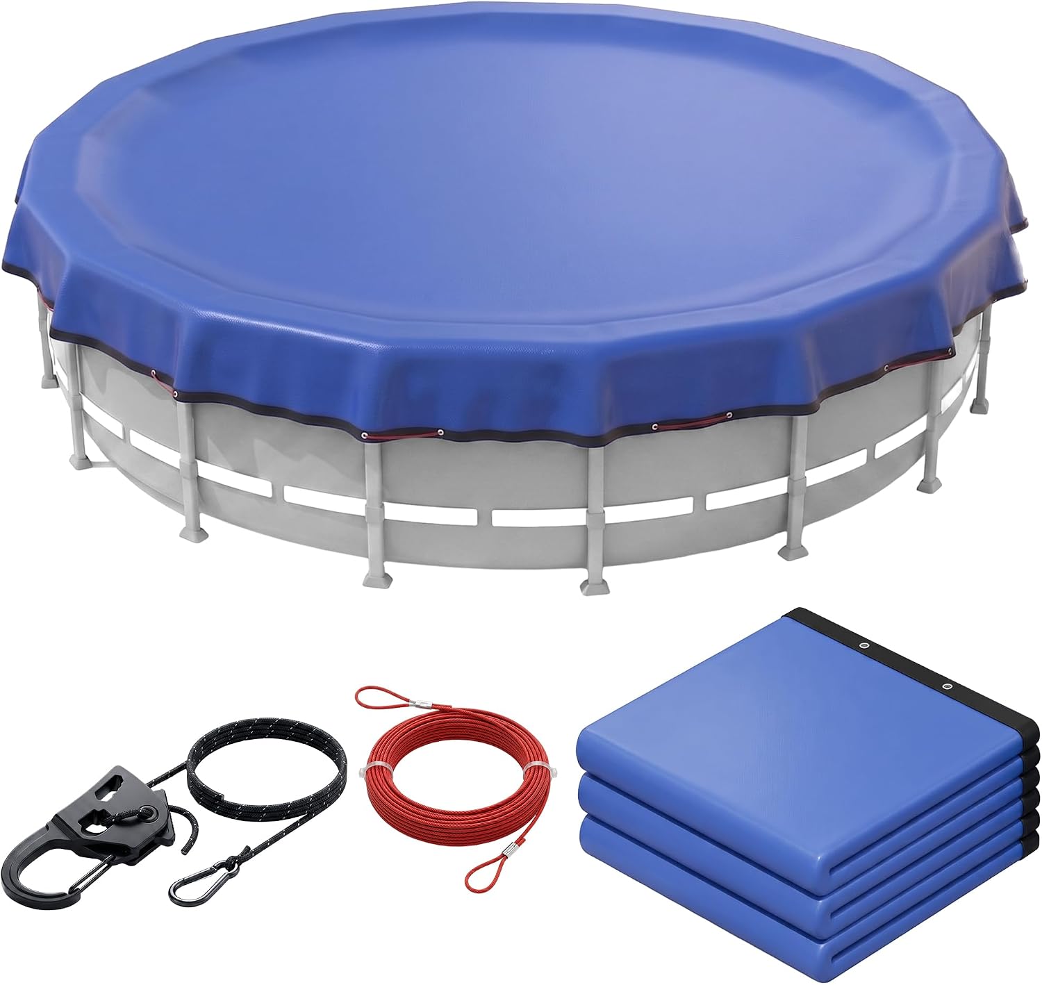 15' Round Heavy Duty Winter Pool Cover for Above Ground Pool, Extra Thick & Durable Above-Ground Pool Cover, Tear Resistant, Reinforced Edges, Easy Install, All-Season Use