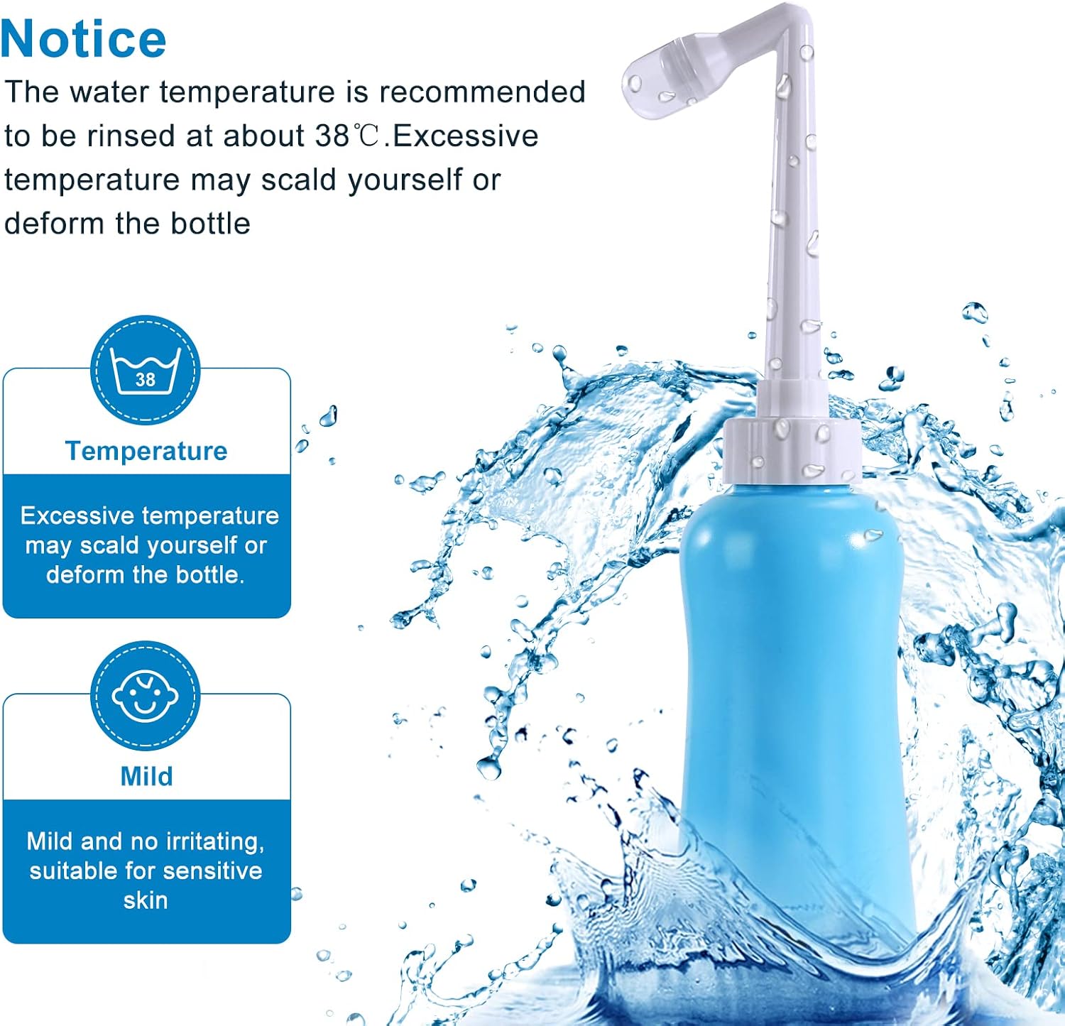 Portable Bidet Travel Large Capacity 15.8oz Personal Toilet Handheld Blue