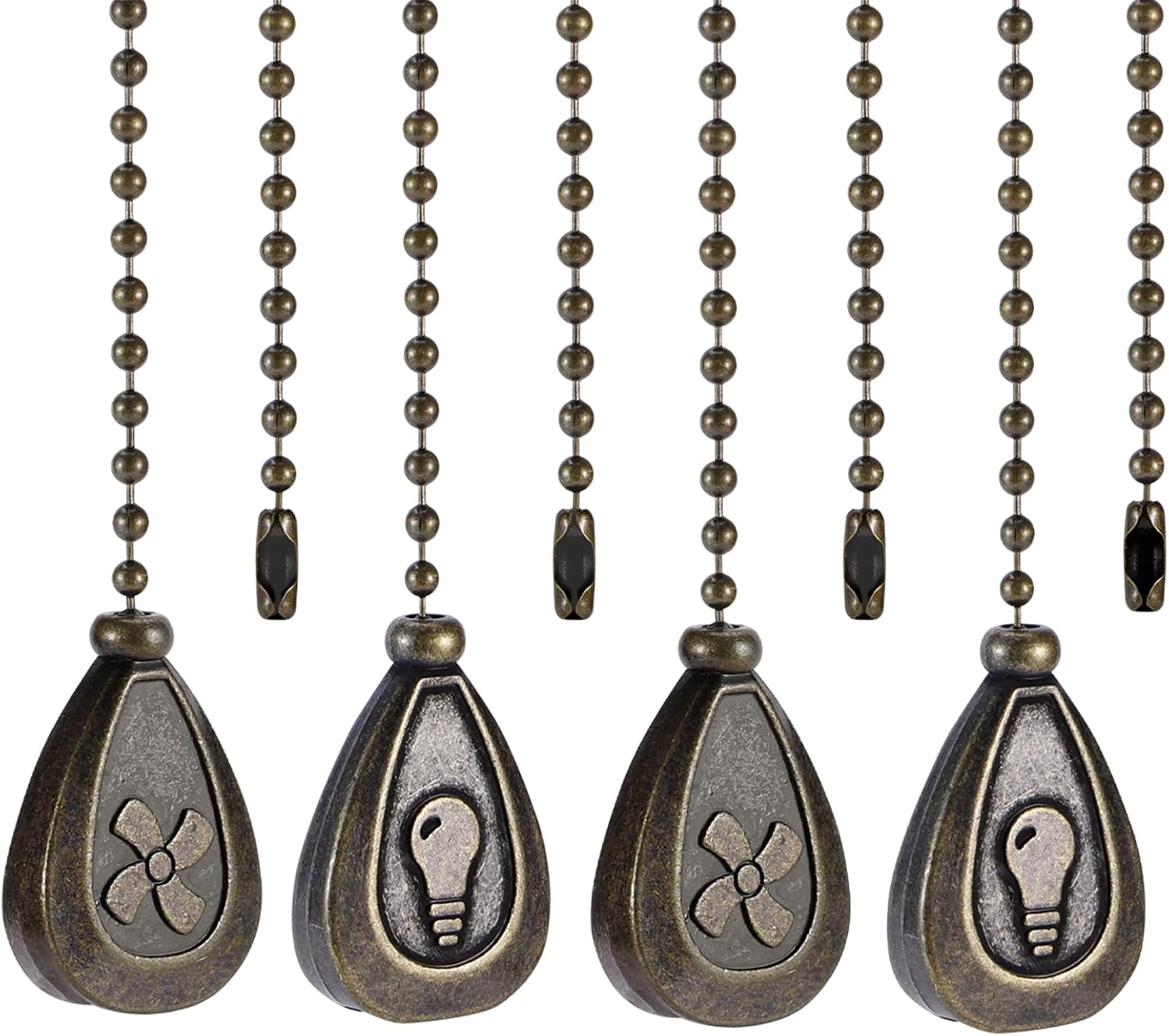 4 Pack Bronzed Ceiling Fan Pull Chain Extension, 12'' Decor Light Fans Icon