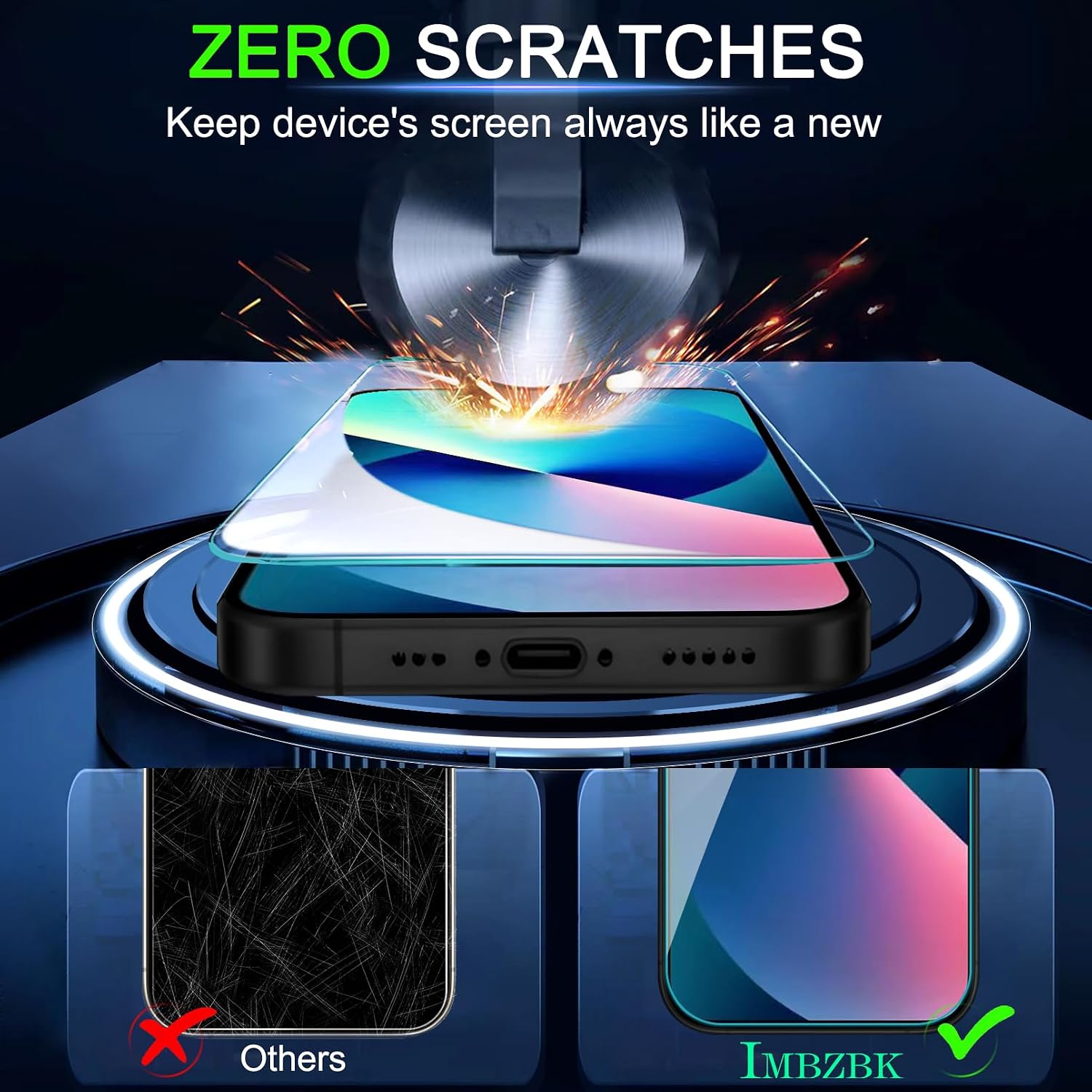 IMBZBK for iPhone 13 Screen Protector, 9H+ Tempered Glass, 2+2 Pack