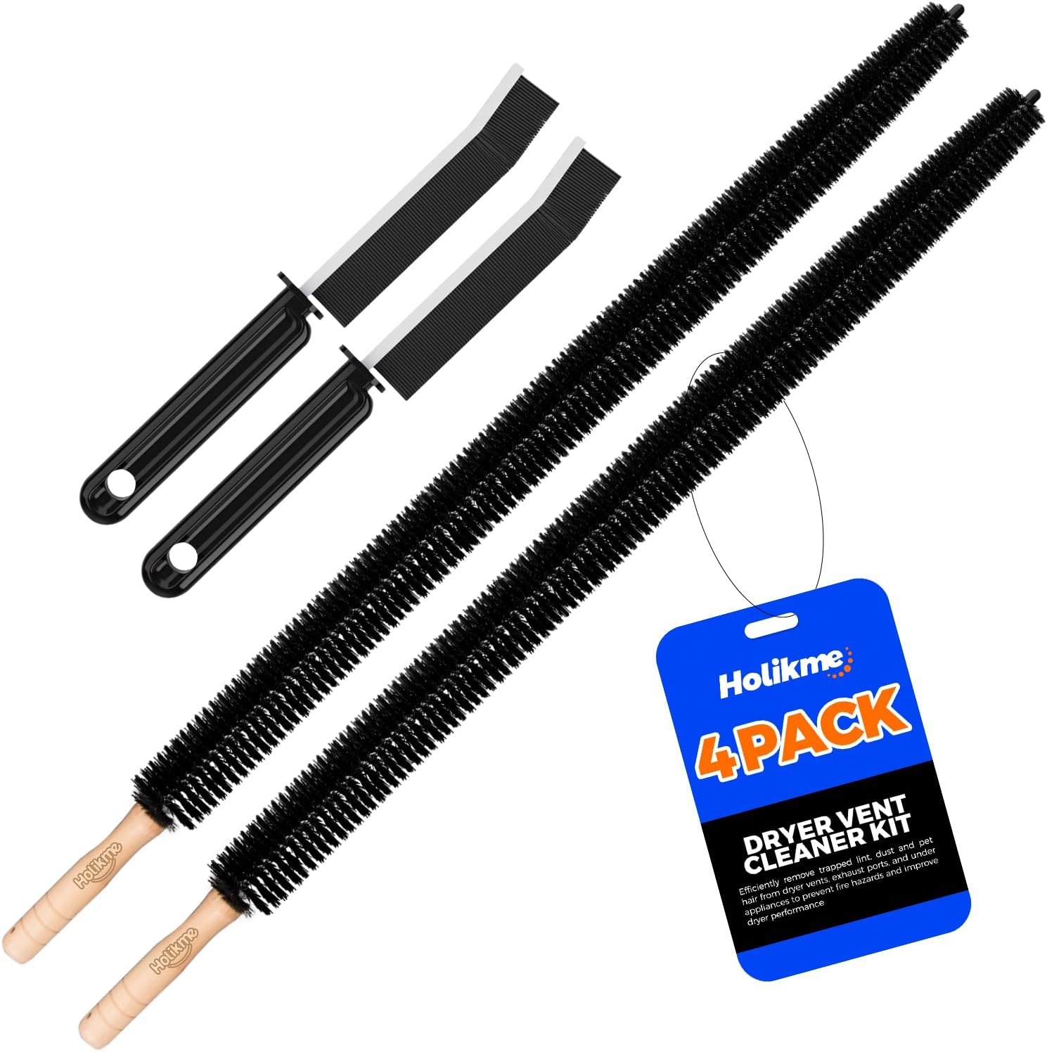 Holikme Dryer Vent Cleaner Kit - 4 Pack Flexible lint Trap Cleaner Tools