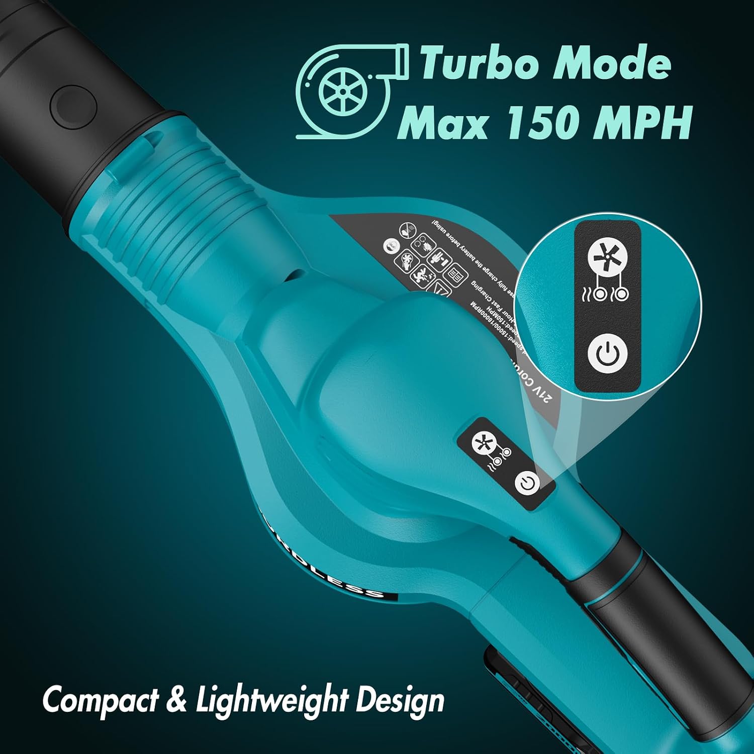 Leaf Blower Cordless 21V Electric with 2 Batteries and Charger Lightweight