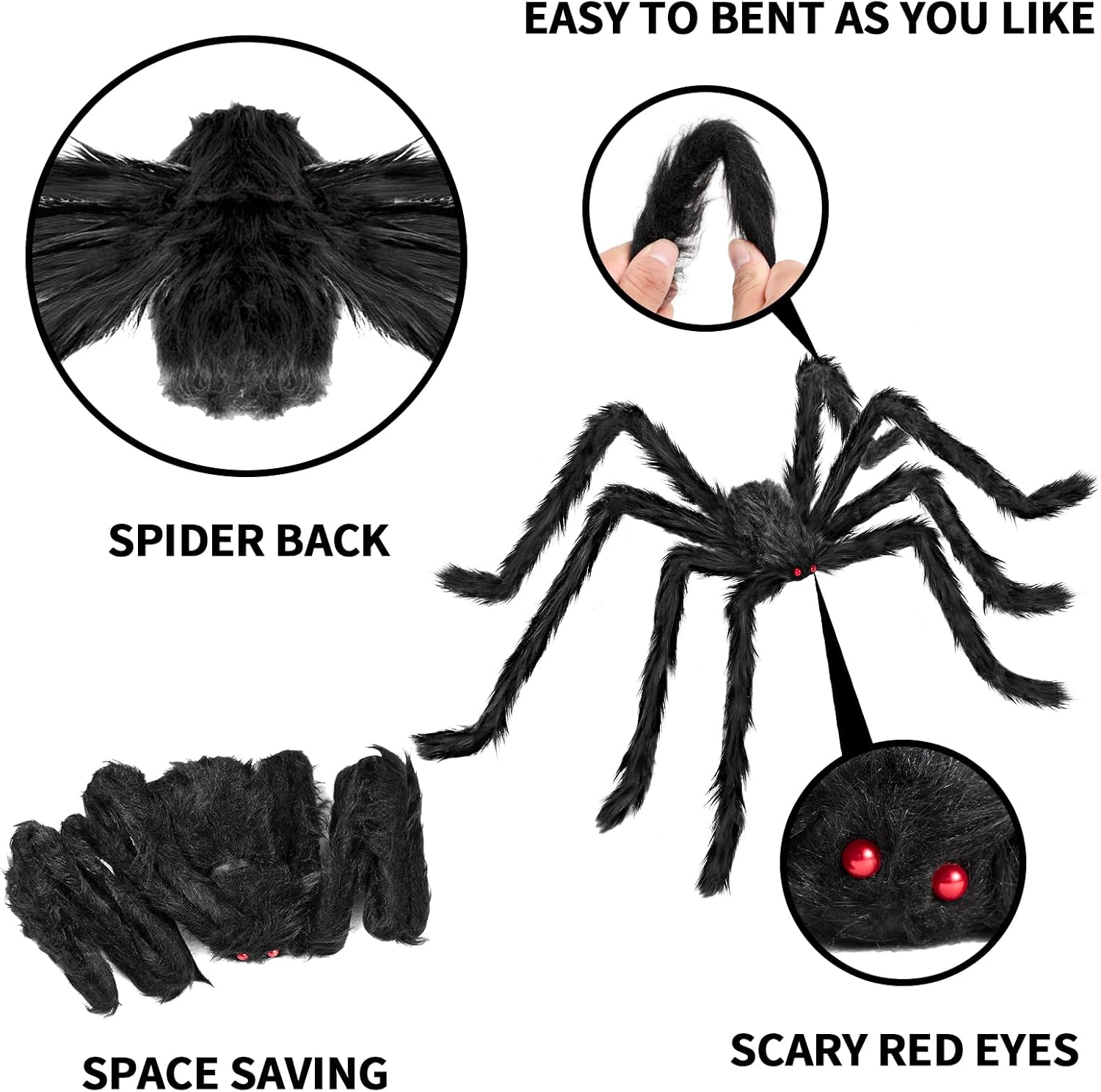 Halloween Decorations Outdoor, 2PCS 59" Scary Giant Spiders, Party Decor.
