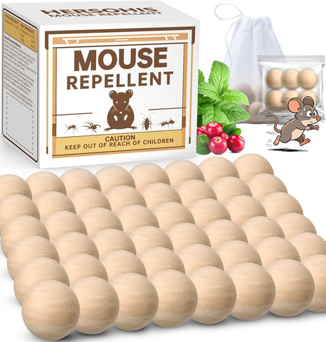 Rodent Repellent 48 Balls, Mouse Repellent Indoor & Outdoor, Mice Repellent with Peppermint Oil, Rat Repellent for House, Garage, RV, Rodent Deterrent for Attic, Basement & Car