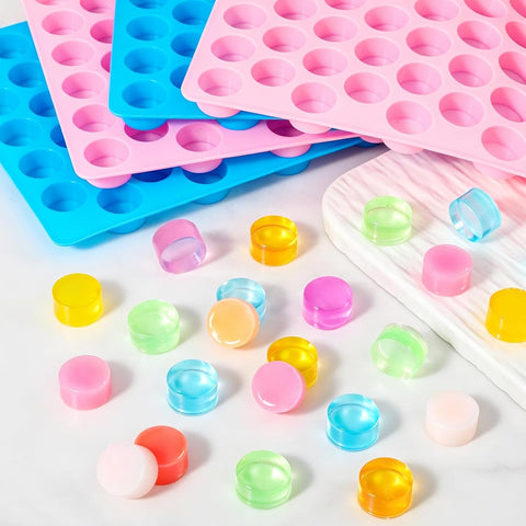 4 PCS Silicone Gummy Candy Molds, 55 Cavities Non-Stick Round Molds