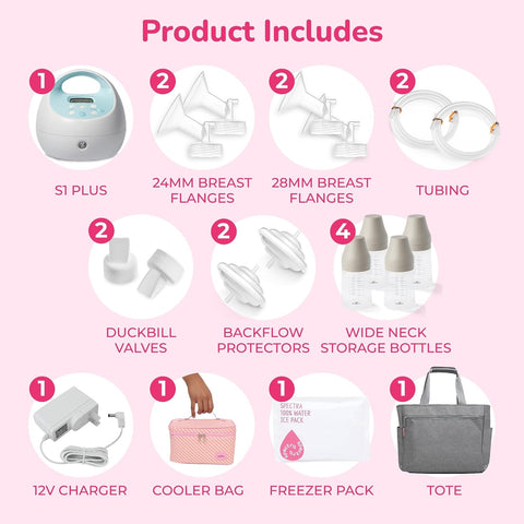 Spectra Baby S1 Plus Electric Breast Milk Pump with Tote, Bottles & Cooler