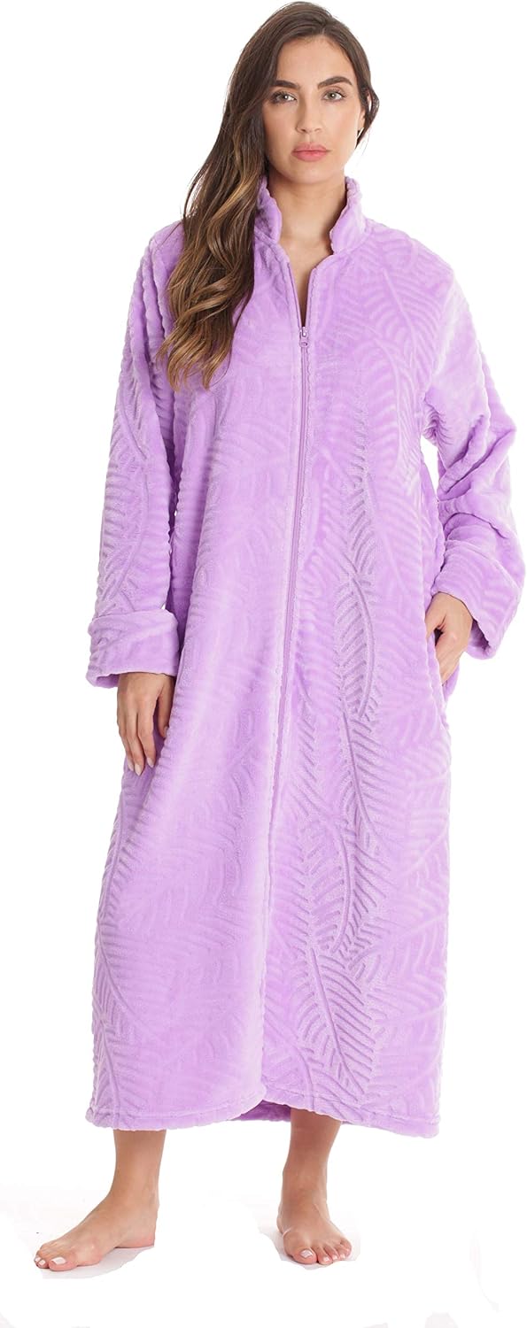 Just Love Plush Zipper Lounger Solid Robe