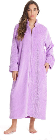 Just Love Plush Zipper Lounger Solid Robe