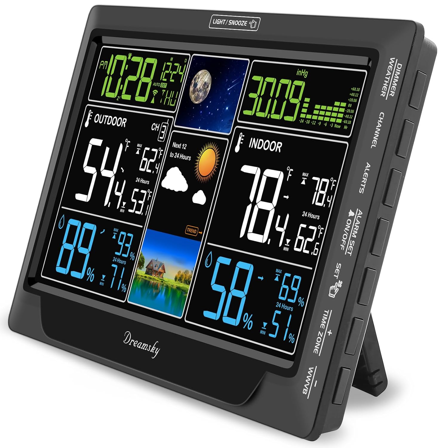 DreamSky Weather Station Indoor Outdoor Thermometer Wireless, Atomic Clock