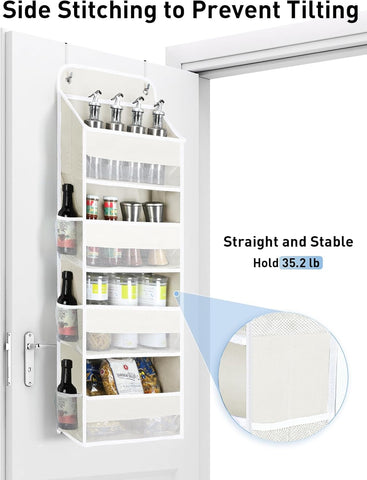 Yecaye Over the Door Organizer, 35.2lbs Load Toy Stuffed Animal Storage, Bathroom Organizers and Storage for Nursery Newborn Baby Essential Stuff Dorm Room Essentials, Cream White 4 Tier