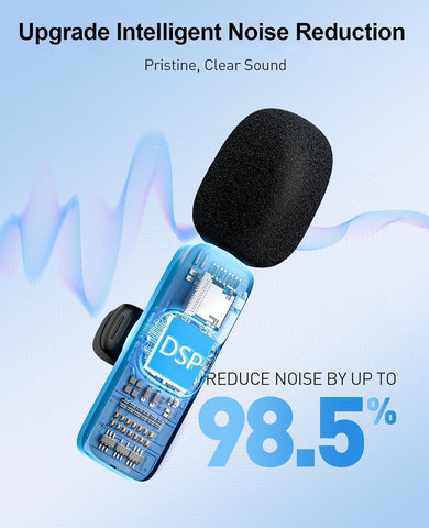MENERESAS 3-in-1 Mini Microphone for iPhone: Wireless Lavalier Microphones for iOS/Android/Camera - Noise Reduction Lapel Mic, Clip on Mic for Video Recording Vlog, YouTube