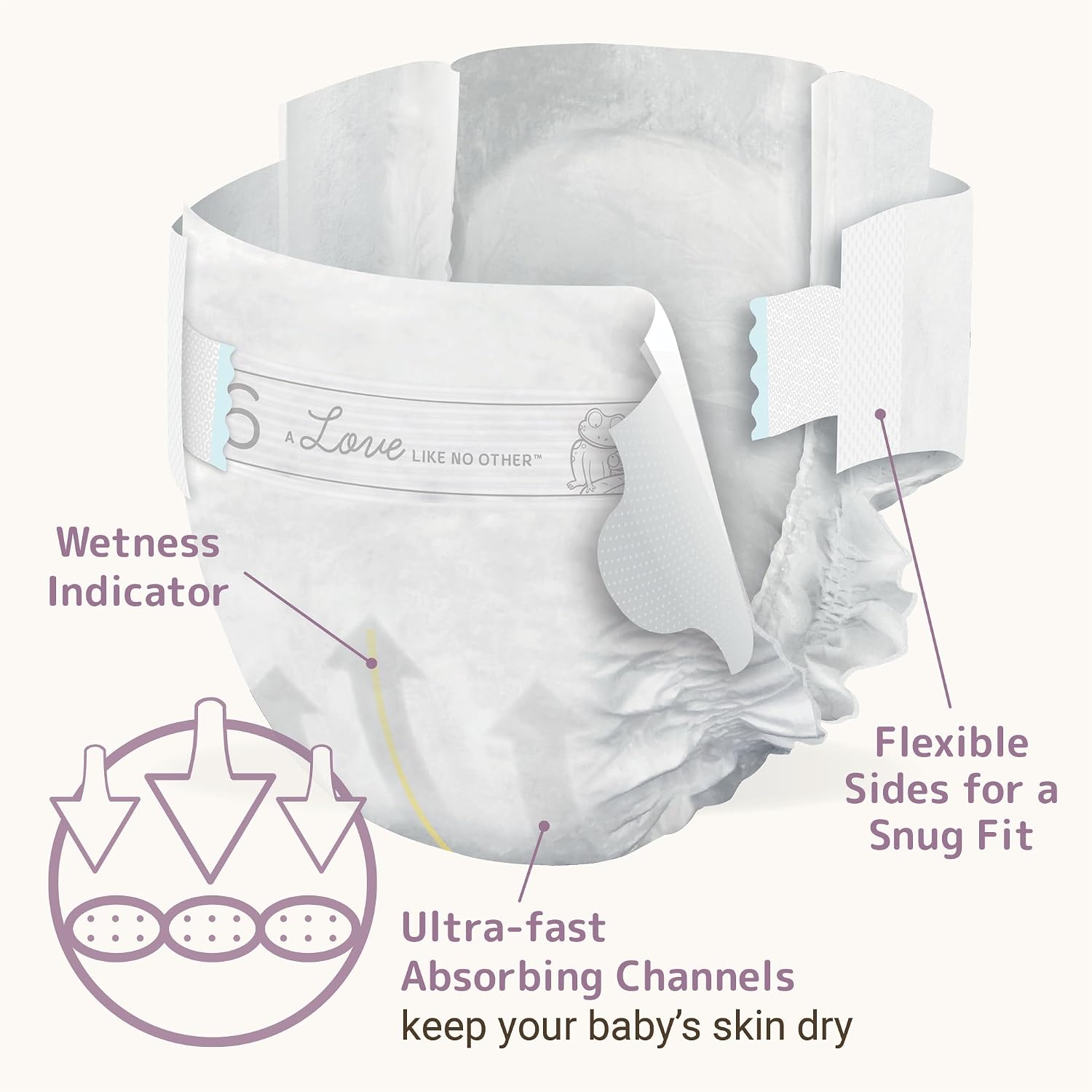 Bambo Nature Hypoallergenic Baby Diapers, Eco-Labelled Sustainable Diapers, Enhanced Leakage Protection, Totally Chlorine-free, Skin Friendly, and Super Absorbent - Size 6 (144 Count)