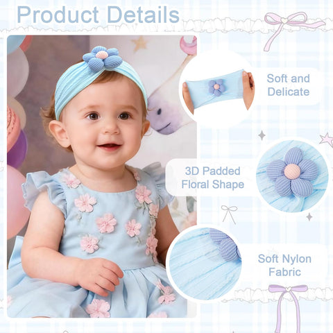 JOYOYO Baby Girl Headband and Socks Non-Slip Floral Socks and Soft Flower Head Wear for Babies Infants Toddlers