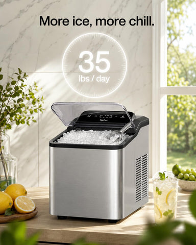Typhur Nugget Ice Maker Countertop, One-Touch Deep Cleaning, Arctic Silver