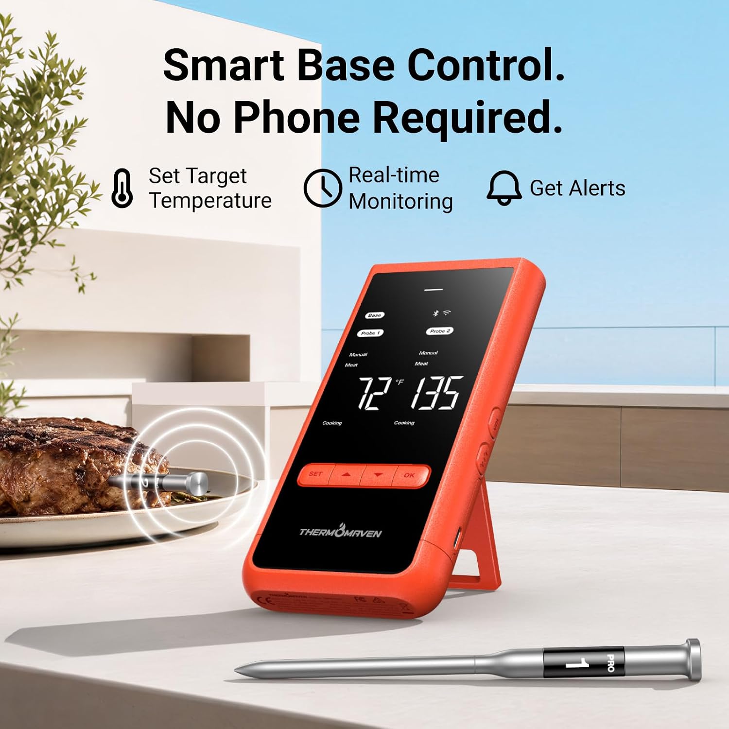 ThermoMaven Smart WiFi Wireless Meat Thermometer for Grilling with 2 Probes