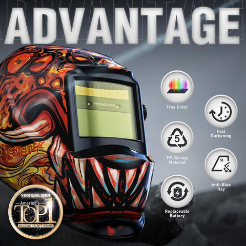 YESWELDER Auto Darkening Welding Helmet 1/1/1/1 True Color, LYG-L600A
