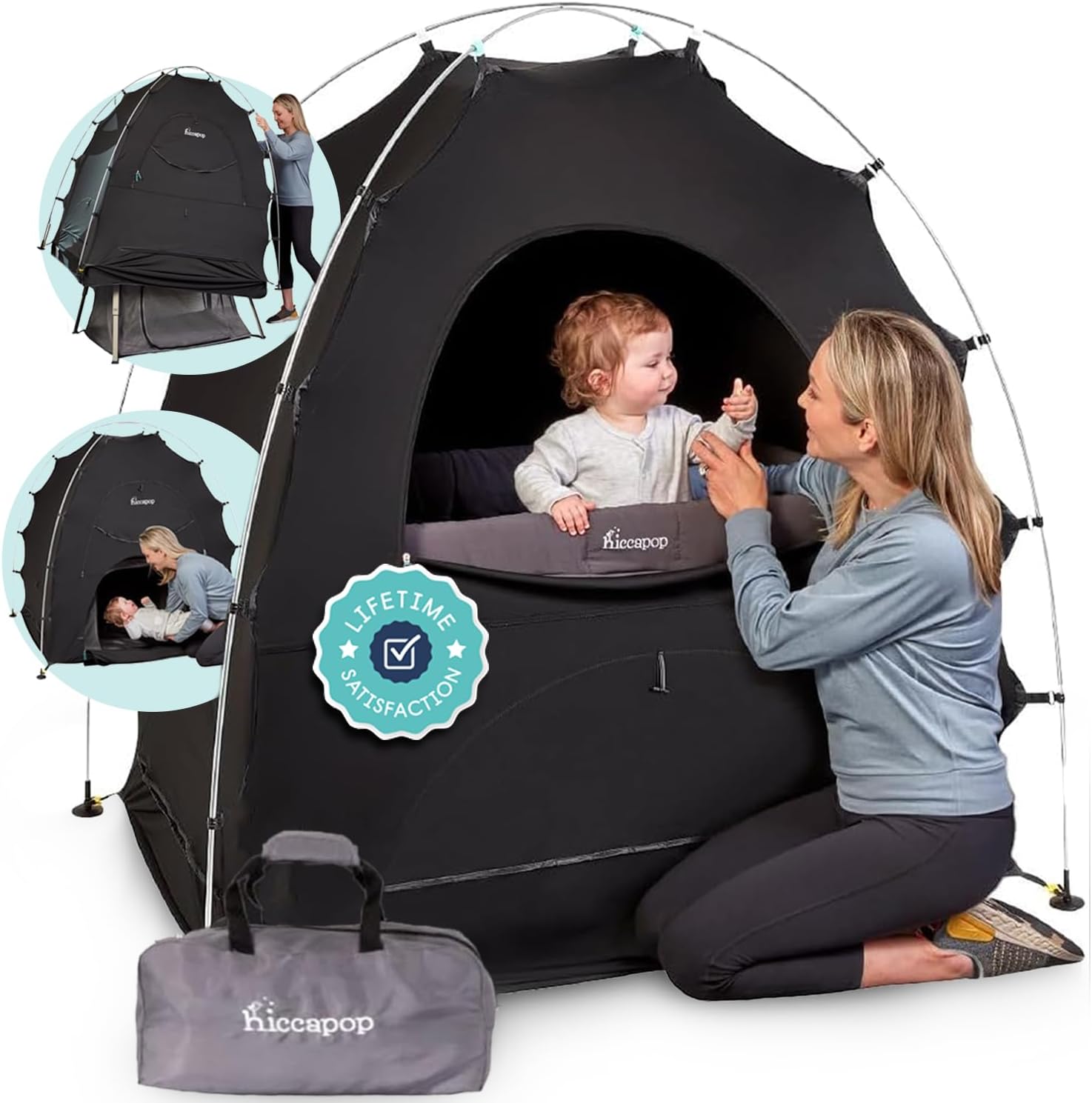 Hiccapop Blackout Tent for Pack and Play Blackout Cover Blocks 99% of Light