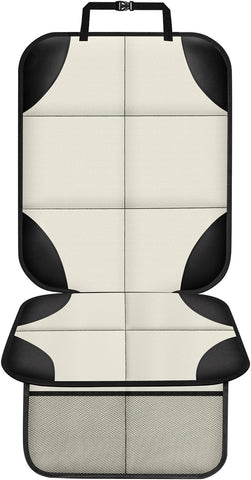 XHYANG Car Seat Protector 1 Pack Car Seat Cushion Mat Thickest Padding,Waterproof 600D Fabric Car Seat Covers for Non-Slip Backing Mesh Pockets for Baby and Pet (Beige, 1 Pc)